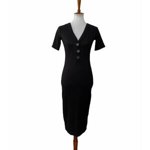 Zara Womens Pullover Bodycon Dress Short Sleeve Black S Small
